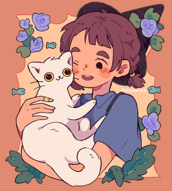 a witch and her cat :3